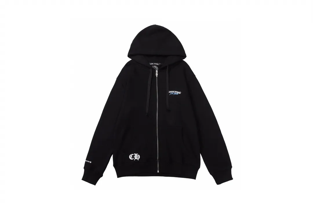 Q05—P230 -Chrome Hearts/Chrome Hearts printed zipper sweatshirt cardigan jacket -420 grams of high-density, high-quality wool, soft, delicate and skin-friendly, soft and silky to the touch, warm and skin-friendly -The hardware zipper accessories are all customized and full of details -Colour: black white -Size: S M L XL